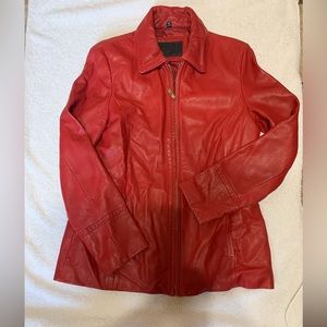 🦋 Avanti Red Leather Full Zip Jacket. Size M.